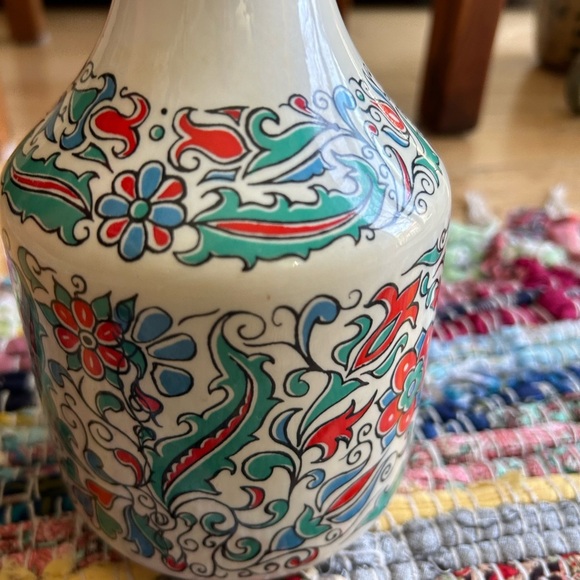 Rare Metaxa Red and Blue Ceramic Art Vase with Floral Motifs 10" - Picture 6 of 15